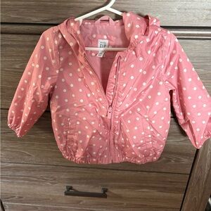 Toddler GAP Pink and White Polka Dot Raincoat 2T